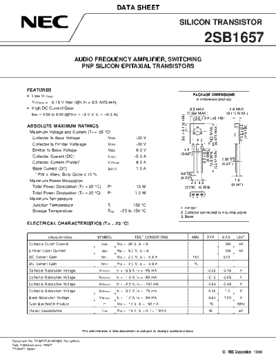 NEC 2sb1657  . Electronic Components Datasheets Active components Transistors NEC 2sb1657.pdf