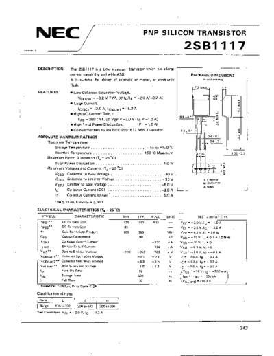 NEC 2sb1117  . Electronic Components Datasheets Active components Transistors NEC 2sb1117.pdf