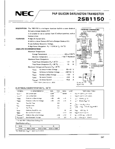 NEC 2sb1150  . Electronic Components Datasheets Active components Transistors NEC 2sb1150.pdf