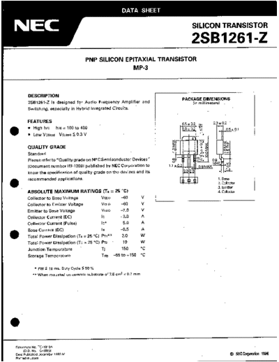 NEC 2sb1261-z  . Electronic Components Datasheets Active components Transistors NEC 2sb1261-z.pdf