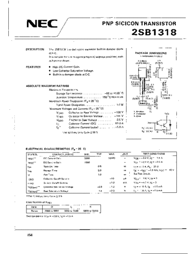 NEC 2sb1318  . Electronic Components Datasheets Active components Transistors NEC 2sb1318.pdf