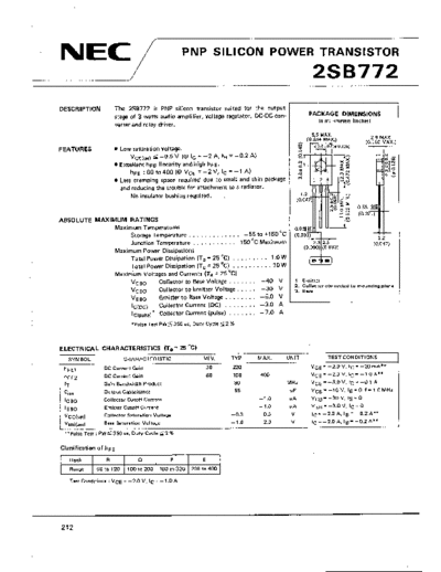 NEC 2sb772  . Electronic Components Datasheets Active components Transistors NEC 2sb772.pdf