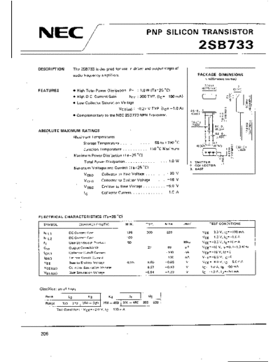 NEC 2sb733  . Electronic Components Datasheets Active components Transistors NEC 2sb733.pdf