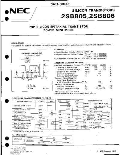 NEC 2sb805 2sb806  . Electronic Components Datasheets Active components Transistors NEC 2sb805_2sb806.pdf