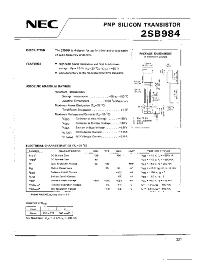 NEC 2sb984  . Electronic Components Datasheets Active components Transistors NEC 2sb984.pdf