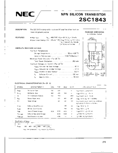 NEC 2sc1843  . Electronic Components Datasheets Active components Transistors NEC 2sc1843.pdf