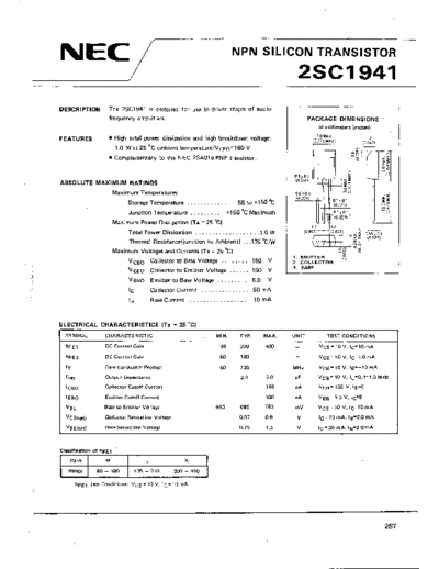 NEC 2sc1941  . Electronic Components Datasheets Active components Transistors NEC 2sc1941.pdf