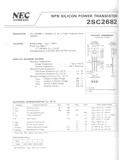 NEC 2sc2682  . Electronic Components Datasheets Active components Transistors NEC 2sc2682.pdf