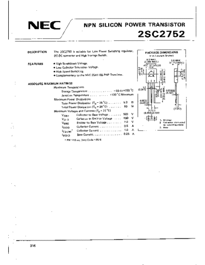 NEC 2sc2752  . Electronic Components Datasheets Active components Transistors NEC 2sc2752.pdf
