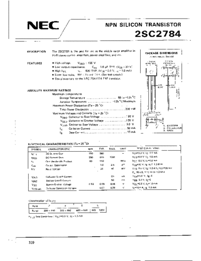 NEC 2sc2784  . Electronic Components Datasheets Active components Transistors NEC 2sc2784.pdf