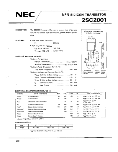 NEC 2sc2001  . Electronic Components Datasheets Active components Transistors NEC 2sc2001.pdf