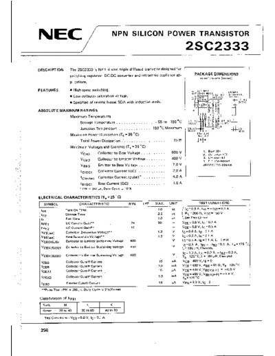 NEC 2sc2333  . Electronic Components Datasheets Active components Transistors NEC 2sc2333.pdf