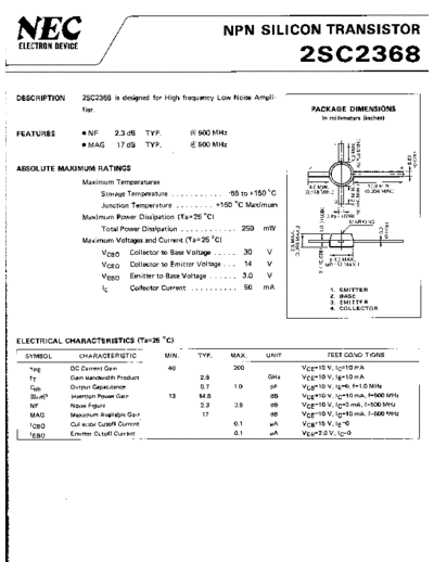 NEC 2sc2368  . Electronic Components Datasheets Active components Transistors NEC 2sc2368.pdf