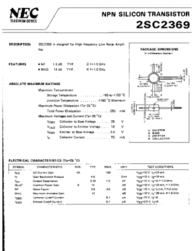 NEC 2sc2369  . Electronic Components Datasheets Active components Transistors NEC 2sc2369.pdf