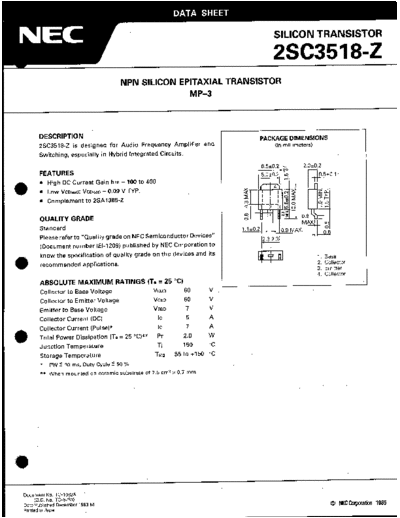NEC 2sc3518-z  . Electronic Components Datasheets Active components Transistors NEC 2sc3518-z.pdf