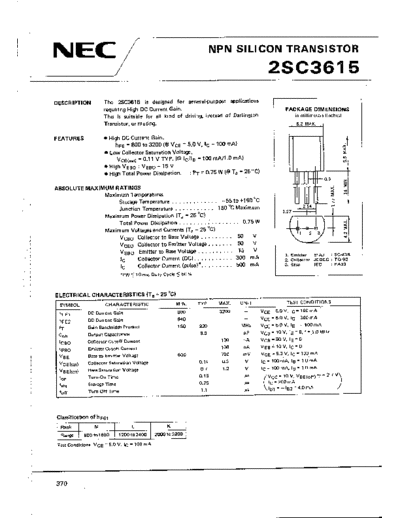 NEC 2sc3615  . Electronic Components Datasheets Active components Transistors NEC 2sc3615.pdf
