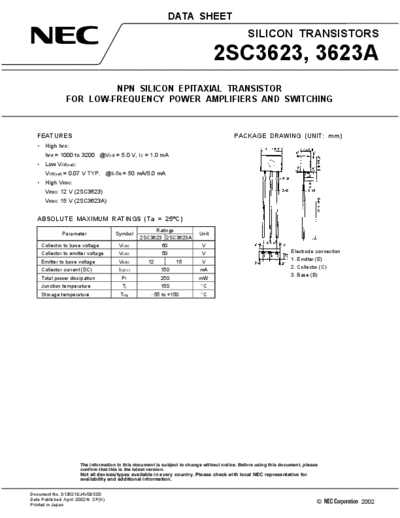 NEC 2sc3623 2sc3623a  . Electronic Components Datasheets Active components Transistors NEC 2sc3623_2sc3623a.pdf