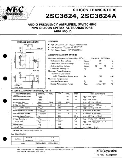 NEC 2sc3624  . Electronic Components Datasheets Active components Transistors NEC 2sc3624.pdf