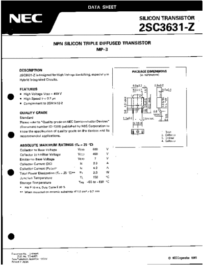 NEC 2sc3631-z  . Electronic Components Datasheets Active components Transistors NEC 2sc3631-z.pdf