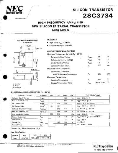 NEC 2sc3734  . Electronic Components Datasheets Active components Transistors NEC 2sc3734.pdf