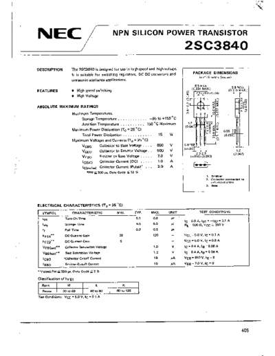 NEC 2sc3840  . Electronic Components Datasheets Active components Transistors NEC 2sc3840.pdf