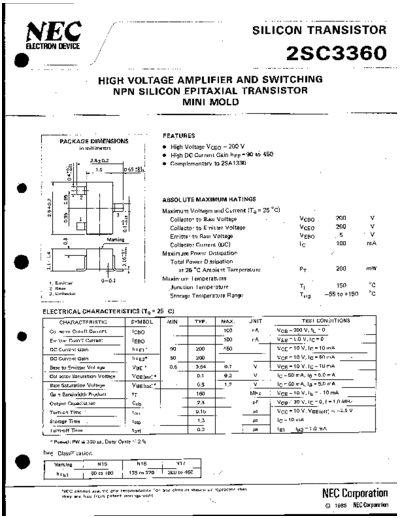 NEC 2sc3360  . Electronic Components Datasheets Active components Transistors NEC 2sc3360.pdf