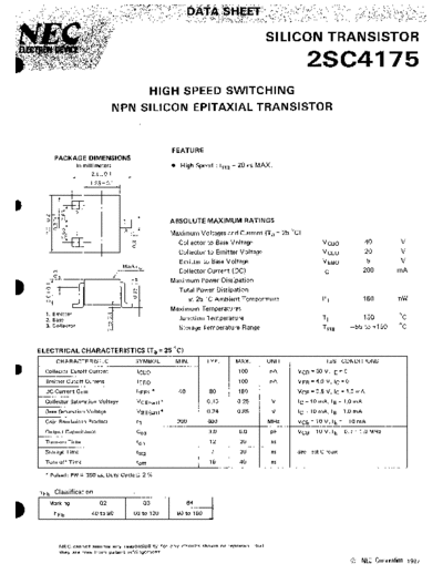 NEC 2sc4175  . Electronic Components Datasheets Active components Transistors NEC 2sc4175.pdf