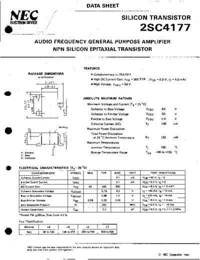 NEC 2sc4177  . Electronic Components Datasheets Active components Transistors NEC 2sc4177.pdf