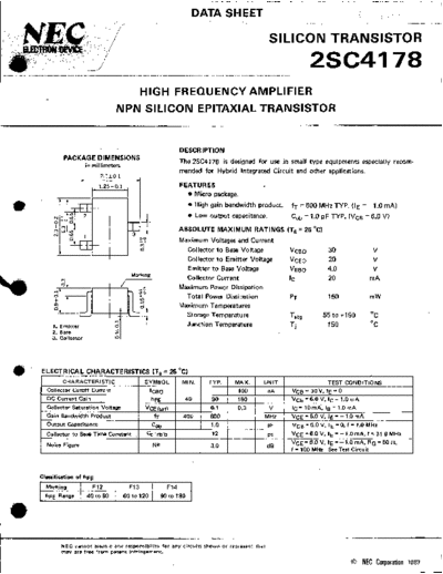 NEC 2sc4178  . Electronic Components Datasheets Active components Transistors NEC 2sc4178.pdf