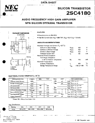 NEC 2sc4180  . Electronic Components Datasheets Active components Transistors NEC 2sc4180.pdf