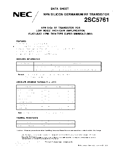 . Electronic Components Datasheets 2sc5761  . Electronic Components Datasheets Active components Transistors NEC 2sc5761.pdf