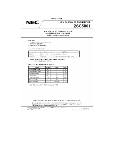 NEC 2sc5801  . Electronic Components Datasheets Active components Transistors NEC 2sc5801.pdf