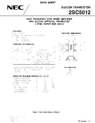 NEC 2sc5012  . Electronic Components Datasheets Active components Transistors NEC 2sc5012.pdf