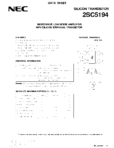 NEC 2sc5194  . Electronic Components Datasheets Active components Transistors NEC 2sc5194.pdf