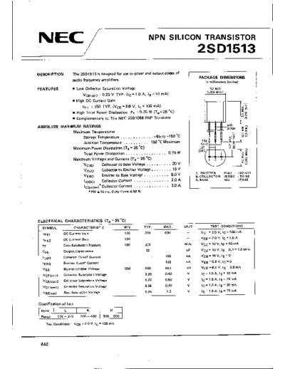 NEC 2sd1513  . Electronic Components Datasheets Active components Transistors NEC 2sd1513.pdf