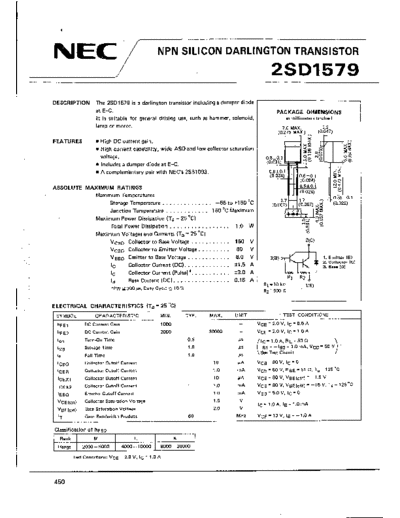 NEC 2sd1579  . Electronic Components Datasheets Active components Transistors NEC 2sd1579.pdf