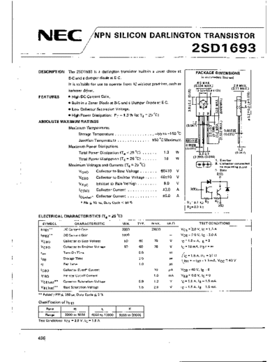 NEC 2sd1693  . Electronic Components Datasheets Active components Transistors NEC 2sd1693.pdf