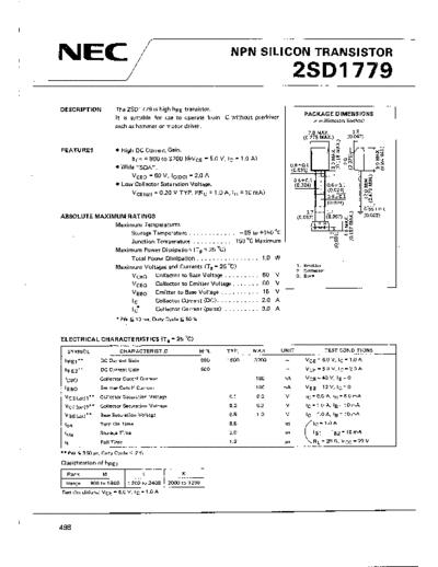 NEC 2sd1779  . Electronic Components Datasheets Active components Transistors NEC 2sd1779.pdf