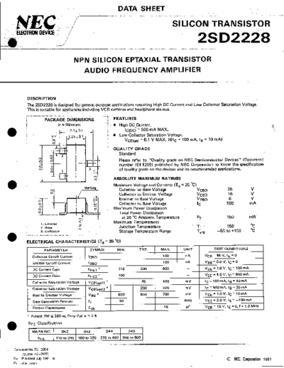 NEC 2sd2228  . Electronic Components Datasheets Active components Transistors NEC 2sd2228.pdf