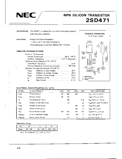 NEC 2sd471  . Electronic Components Datasheets Active components Transistors NEC 2sd471.pdf