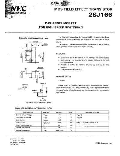 NEC 2sj166  . Electronic Components Datasheets Active components Transistors NEC 2sj166.pdf