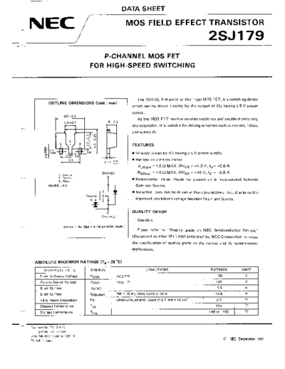 NEC 2sj179  . Electronic Components Datasheets Active components Transistors NEC 2sj179.pdf