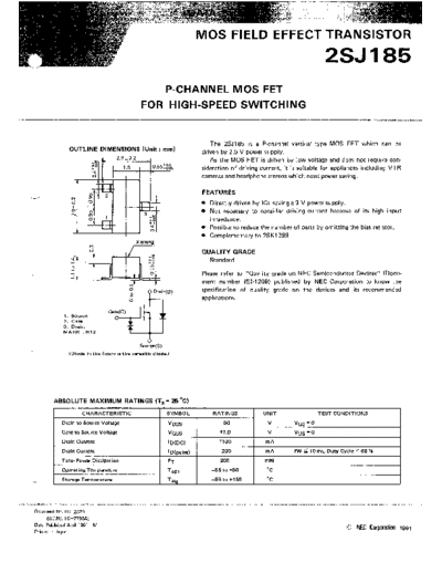 NEC 2sj185  . Electronic Components Datasheets Active components Transistors NEC 2sj185.pdf