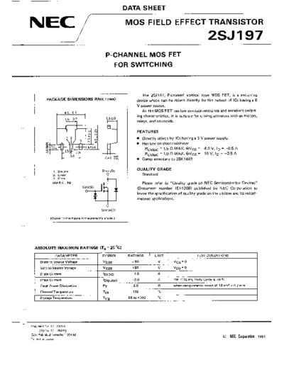 NEC 2sj197  . Electronic Components Datasheets Active components Transistors NEC 2sj197.pdf