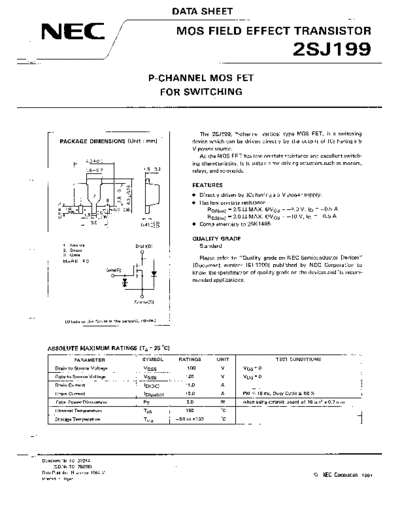 NEC 2sj199  . Electronic Components Datasheets Active components Transistors NEC 2sj199.pdf