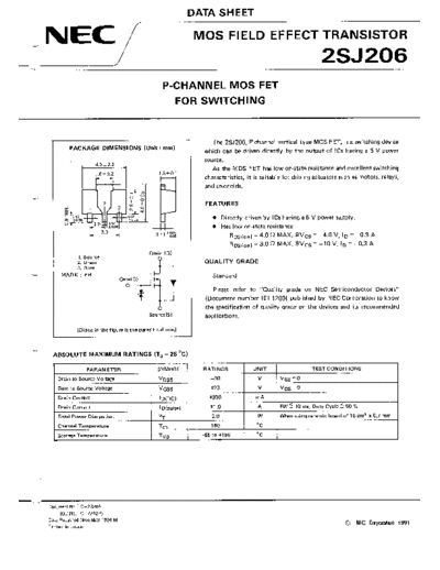 NEC 2sj206  . Electronic Components Datasheets Active components Transistors NEC 2sj206.pdf