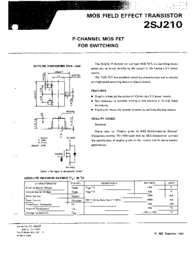 NEC 2sj210  . Electronic Components Datasheets Active components Transistors NEC 2sj210.pdf