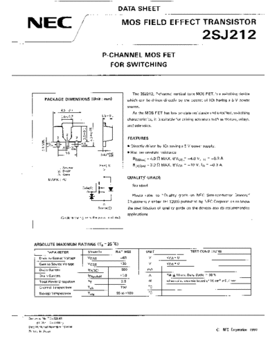 NEC 2sj212  . Electronic Components Datasheets Active components Transistors NEC 2sj212.pdf