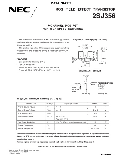 NEC 2sj356  . Electronic Components Datasheets Active components Transistors NEC 2sj356.pdf
