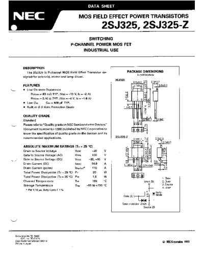 NEC 2sj325  . Electronic Components Datasheets Active components Transistors NEC 2sj325.pdf